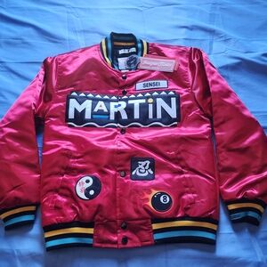 HEADWEAR CLASSICS YOUTH KIDS BOYS MARTIN DRAGON FLY JONES SATIN JACKET RED LARGE